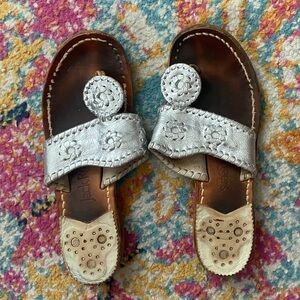 Jack Rogers Silver and Tan Sandals